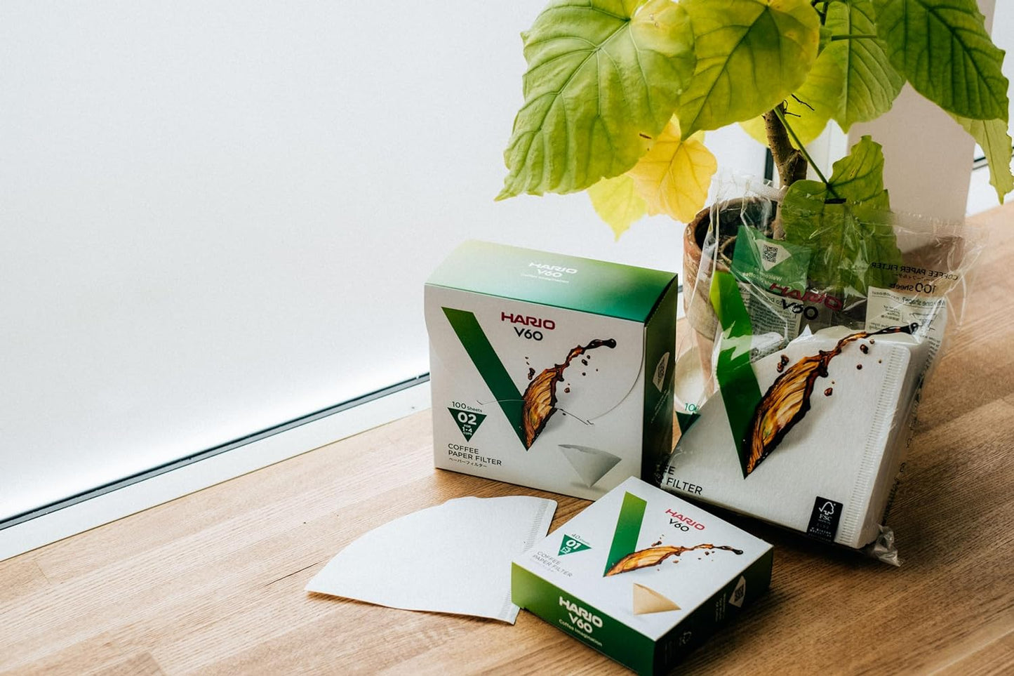 Hario V60 Paper Coffee Filter, Size 02, White, 100ct Box