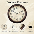 KECYET 14 Inch Wall Clocks Battery Operated Silent Non-Ticking Analog Wall - Image 4