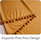 NICETOWN Mustard Gold Pom Pom Velvet Curtains 84" Long - Image 4