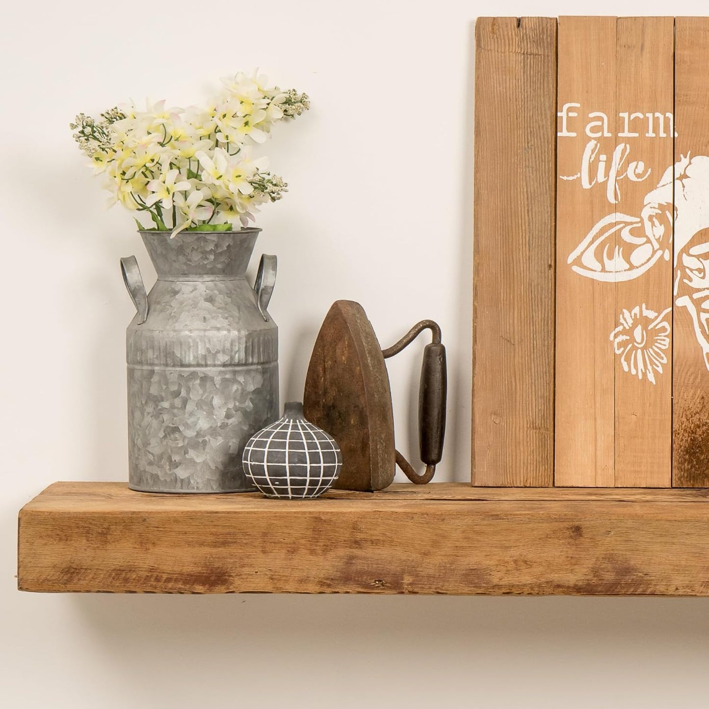 Modern Timber Craft Reclaimed Wood Floating Wall Shelf | Solid Rustic American Barnwood, Floating Shelf Brackets | 2.75" Thickness | 36" L x 8" D, Rustic Original - Unfinished, 3 Pack