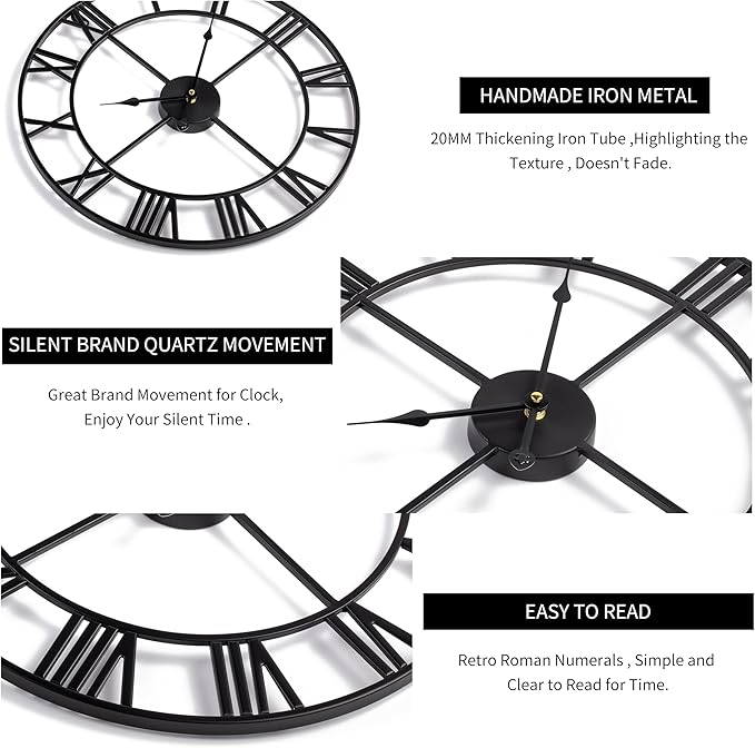 LEIKE 16" Large Wall Clocks Battery Operated, Round Modern Silent Non-Ticking - Image 3