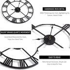 Large Modern Metal Wall Clocks Rustic Round Nearly Silent Little Ticking - Image 4