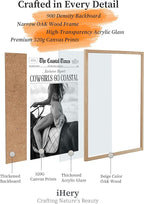 iHery Cowgirls Go Coastal Framed NewsPaper Canvas Wall Art, Natural OAK Wood - Image 3