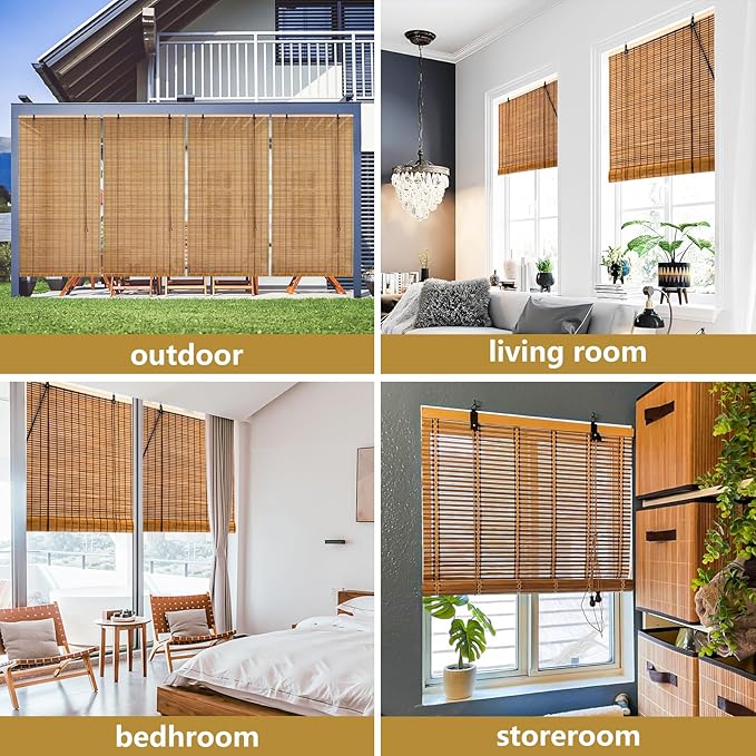 40x72 Inch Bamboo Blinds for Interior Windows, UV Protection Roman Bamboo - Image 5
