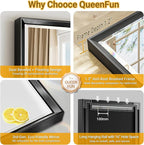 Black Framed Mirror for Bathroom, 22x30 Inch Black Rectangle Beveled Bathroom - Image 8