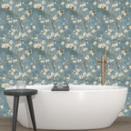 Vintage Floral Wallpaper Peel and Stick Blue White Flowers Contact Paper Vinyl - Image 8