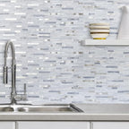 AULIGET Faux Stone Peel and Stick Backsplash, Light Grey Marble Look PVC Mixed - Image 4
