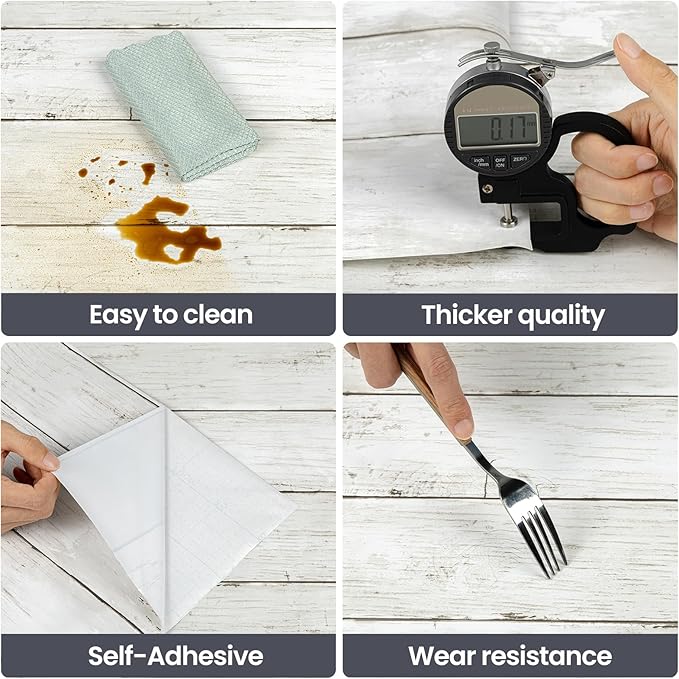 Abyssaly White Grey Wood Self Adhesive Paper 17.71 in X 32.8 Ft Removable Wood - Image 2