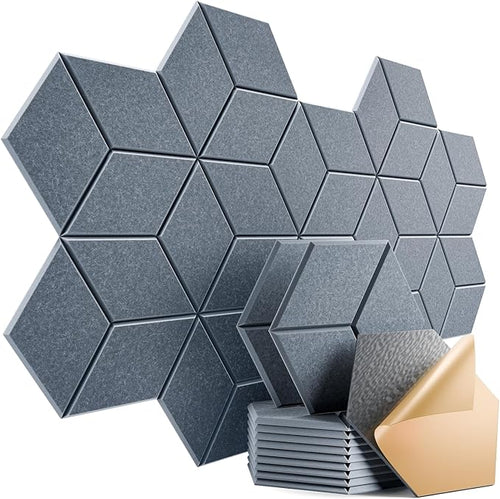 12 Pack Self-Adhesive Acoustic Panels 12" X 10" X 0.4" by Dailycooper