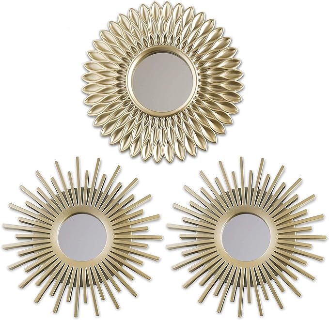 BONNYCO Gold Mirrors for Wall Pack of 3, Round Wall Mirrors Bedroom Room and by BONNYCO
