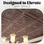 Art3d 12-Pack PVC Drop Ceiling Tiles, 2ft x 2ft, Rose Copper - Image 5