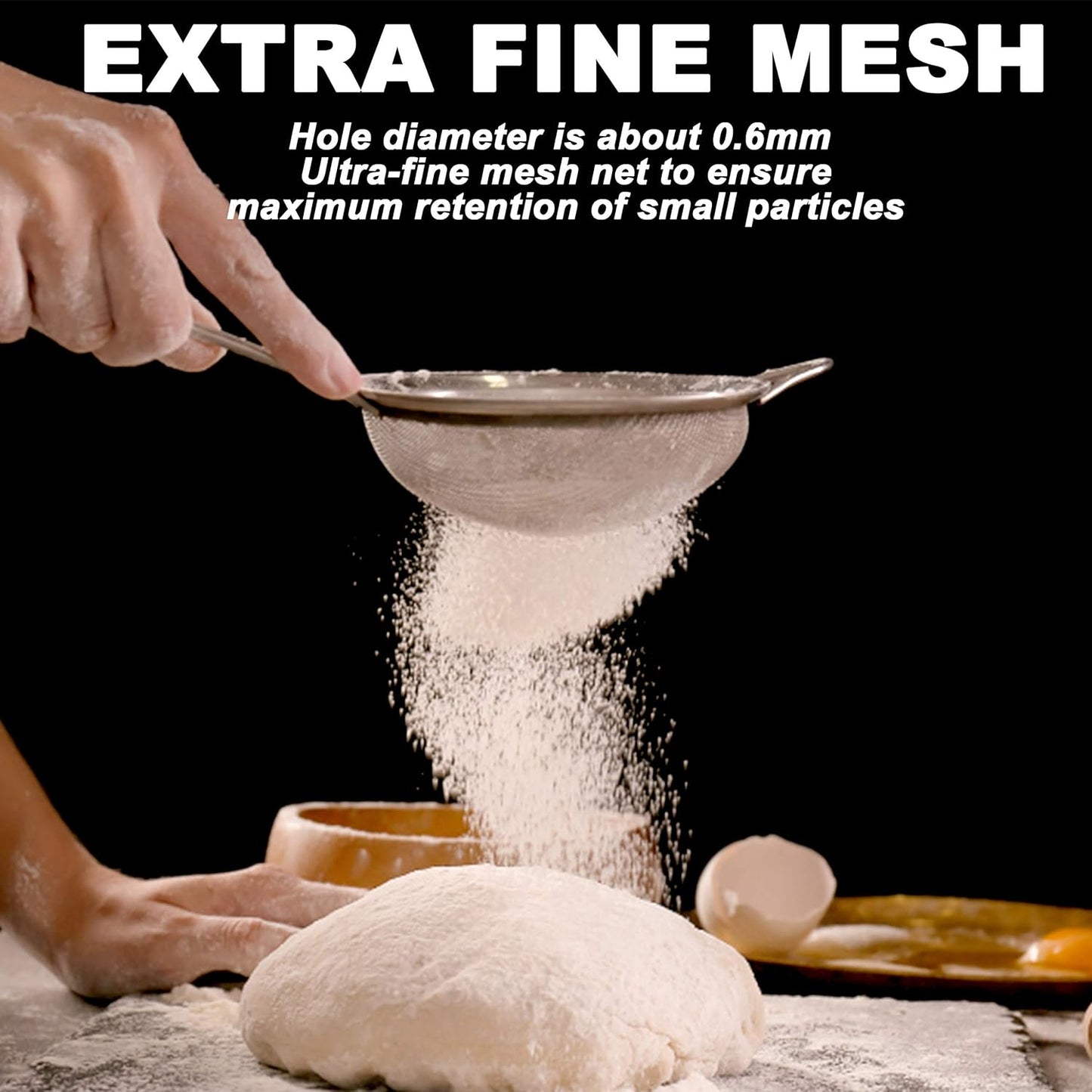 Anaeat Fine Mesh Strainers - Premium Stainless Steel Colander Sieve Sifters, with Durable Mesh and Sturdy Handle, Excellent for Sifting Dry ingredients, Flour, Pastas, Rice, Tea (5.5")