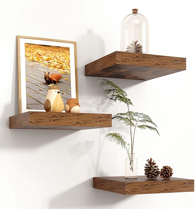 Square Floating Shelves for Wall 8"W x 8"D x 1.2"H, Small Engineered Wood Wall by Venusmiles