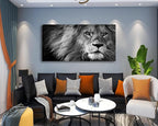 Baisuart-D0162 Canvas Prints Wall Art Grey lion Stretched Canvas Wooden Framed - Image 3