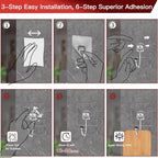 Latoxcaa Large Adhesive Hooks 30-Pack, Heavy Duty 44lb Wall Hooks - Image 7
