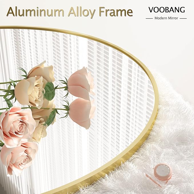 VooBang Round Mirror 23.6" Gold Wall Mounted Circle Mirrors Vanity Mirror - Image 3