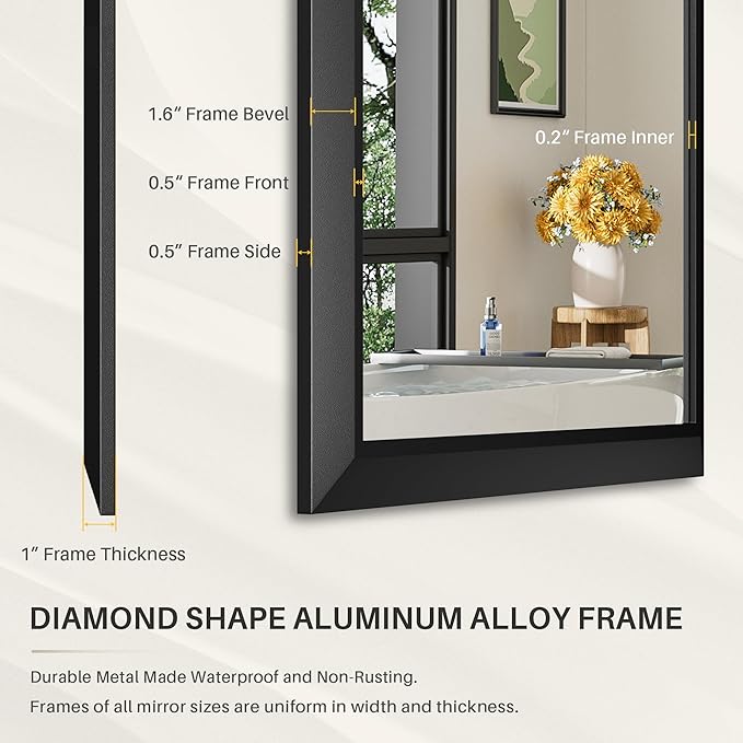Briivue 72x32 Inch Black Bathroom Mirror - Image 4