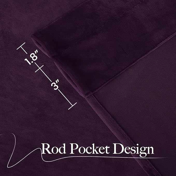 NICETOWN Purple Velvet Curtains 90 inch Long - Image 5