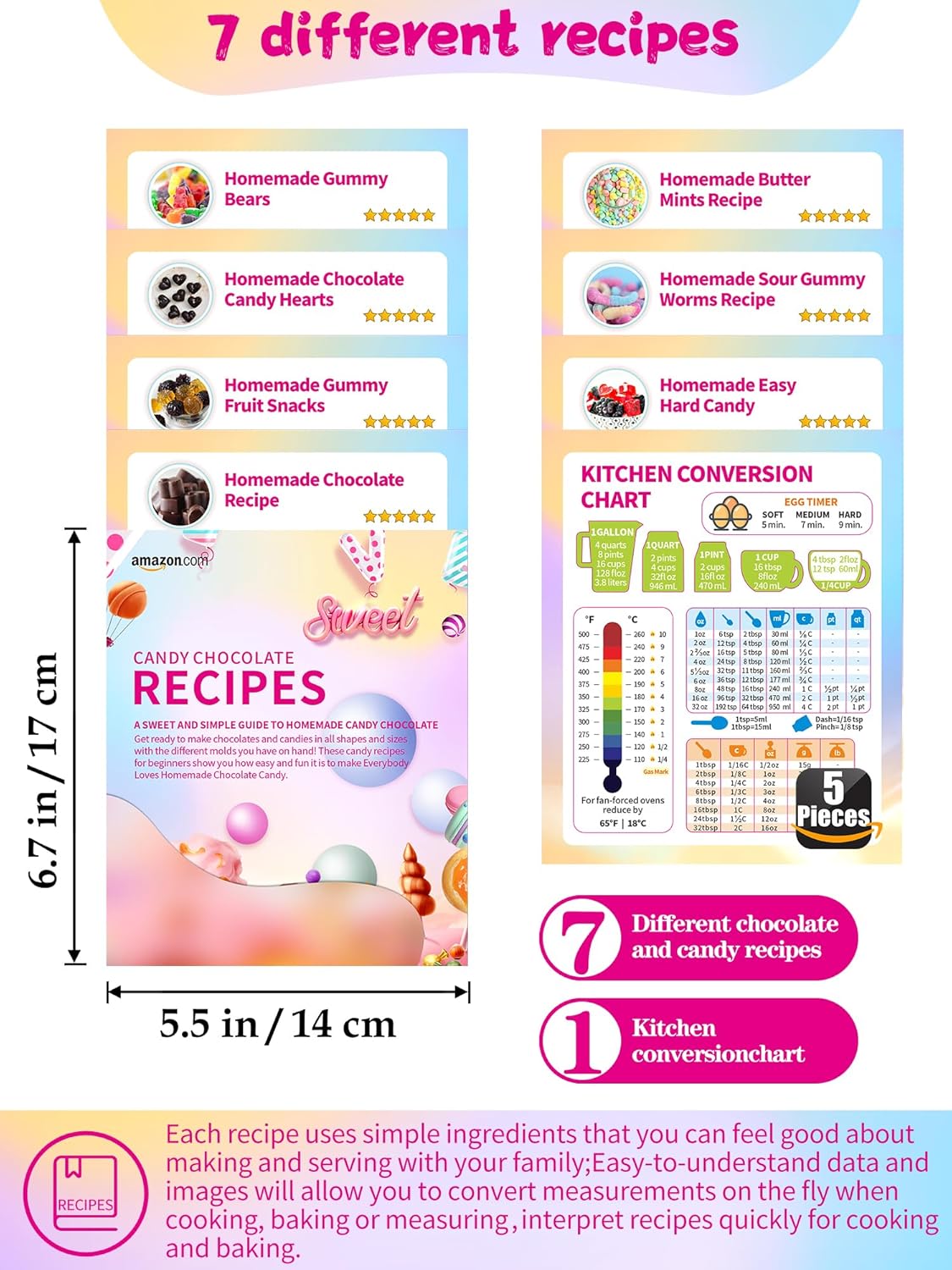 117Pcs Silicone Gummy Bear Molds Kit with 100 Wrappers, 5 Recipe Cards, 4 Droppers & 2 Brushes,Non-Stick Candy Mold for DIY Chocolate, Gummy Bears, Party Favors (Dinosaur, Bear, Fruits, Donut Shapes)