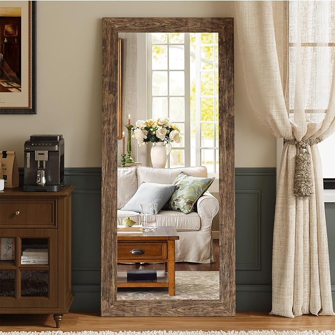 Syndra Modern Full Length Mirror Wood Frame, 65x24'' Large Floor Mirror by Syndra