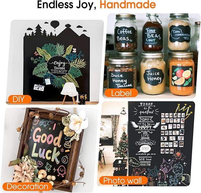 Chalkboard Wallpaper Peel and Stick, 17.5"x393.7" Blackboard Contact Paper Self - Image 4