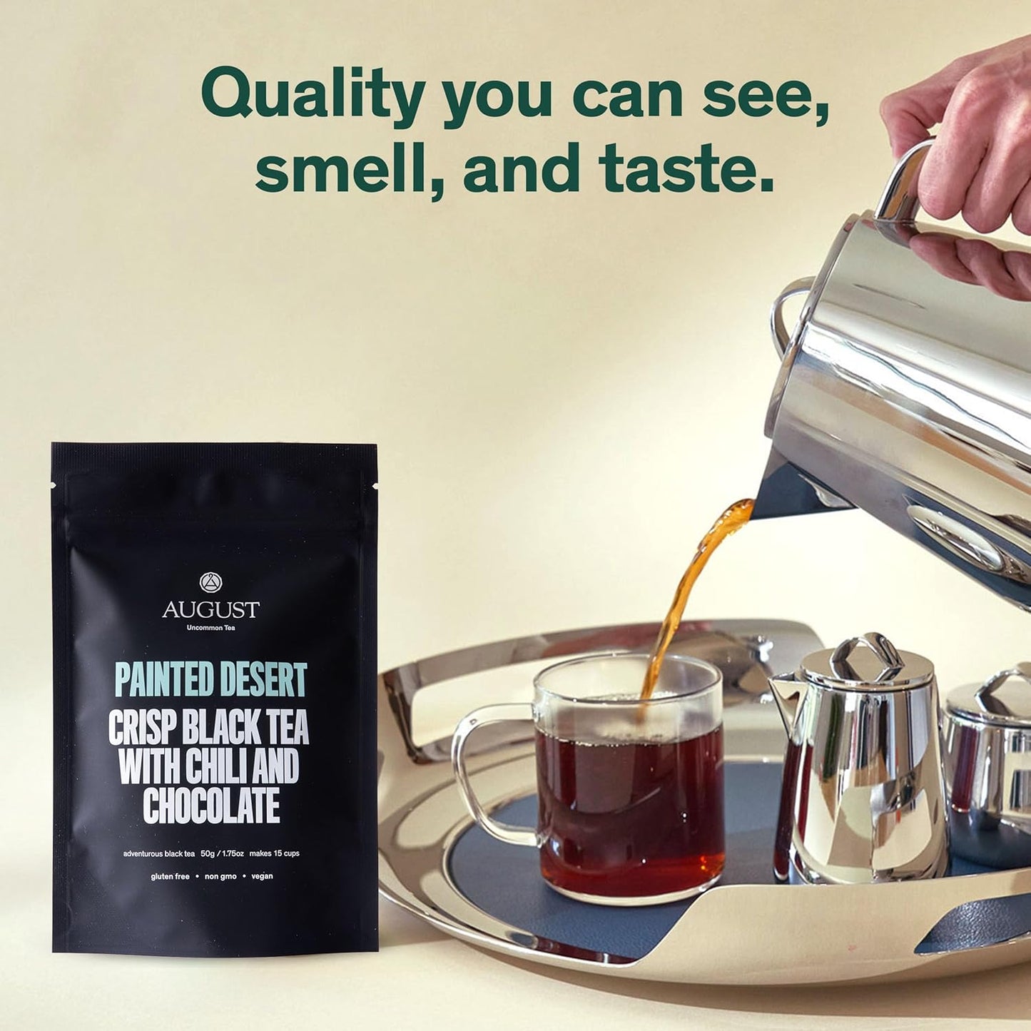 August Uncommon Painted Desert Black Tea – Spicy and Rich Blend with Notes of Mexican Chili, Cinnamon, and Dark Cocoa – Loose Leaf Tea Caffeinated for Daily Enjoyment in a Resealable Pouch (1.75oz)