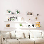 White Floating Shelves for Wall Decor, Long Wall Mounted Storage Shelf for - Image 5