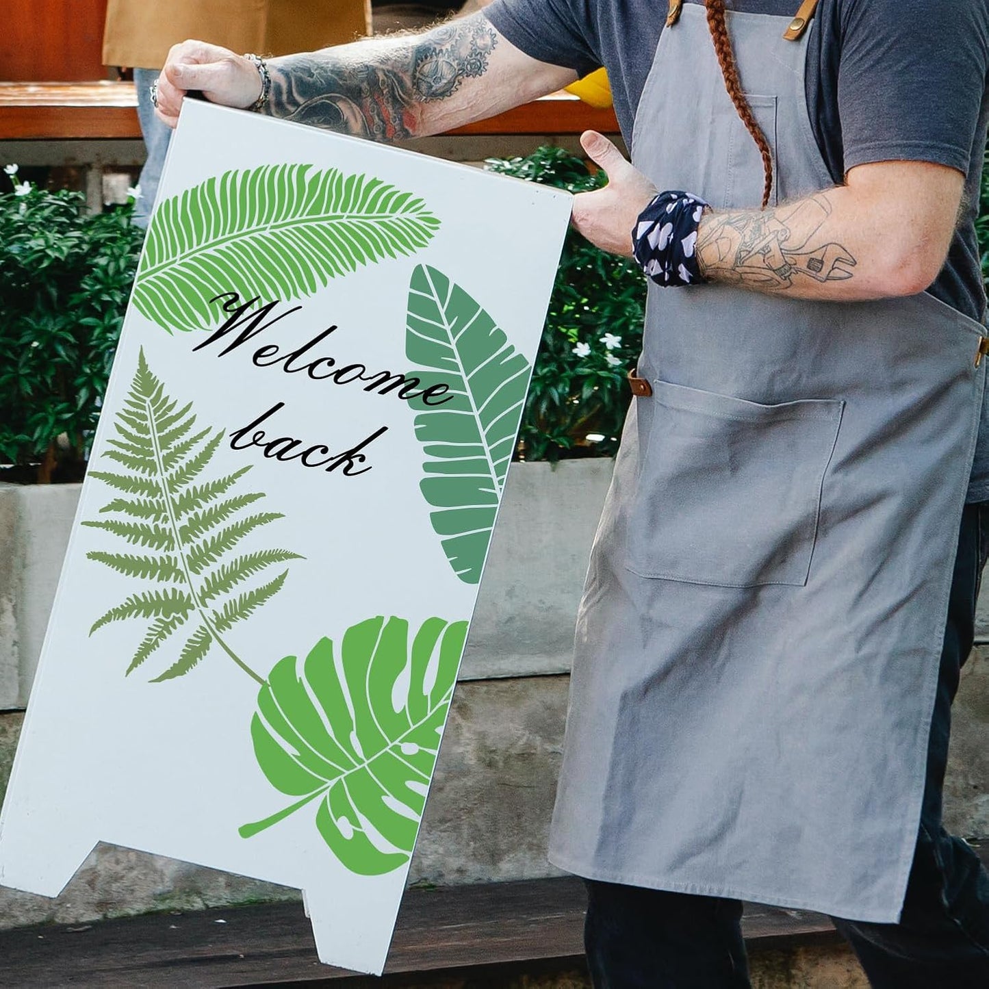 6PCS Large Leaf Stencils for Painting on Walls 16 x 12 Inch Plant Stencil with Brushes Palm Leaf Wall Stencil Tropical Leaves Stencils Plastic Art Drawing Templates for Home Wall Decor