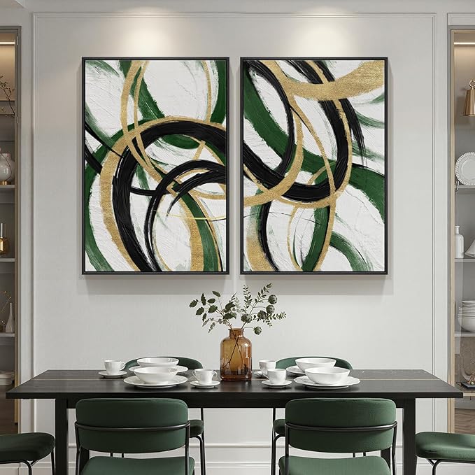 Framed Green Abstract Wall Art Set of 2 - Image 8