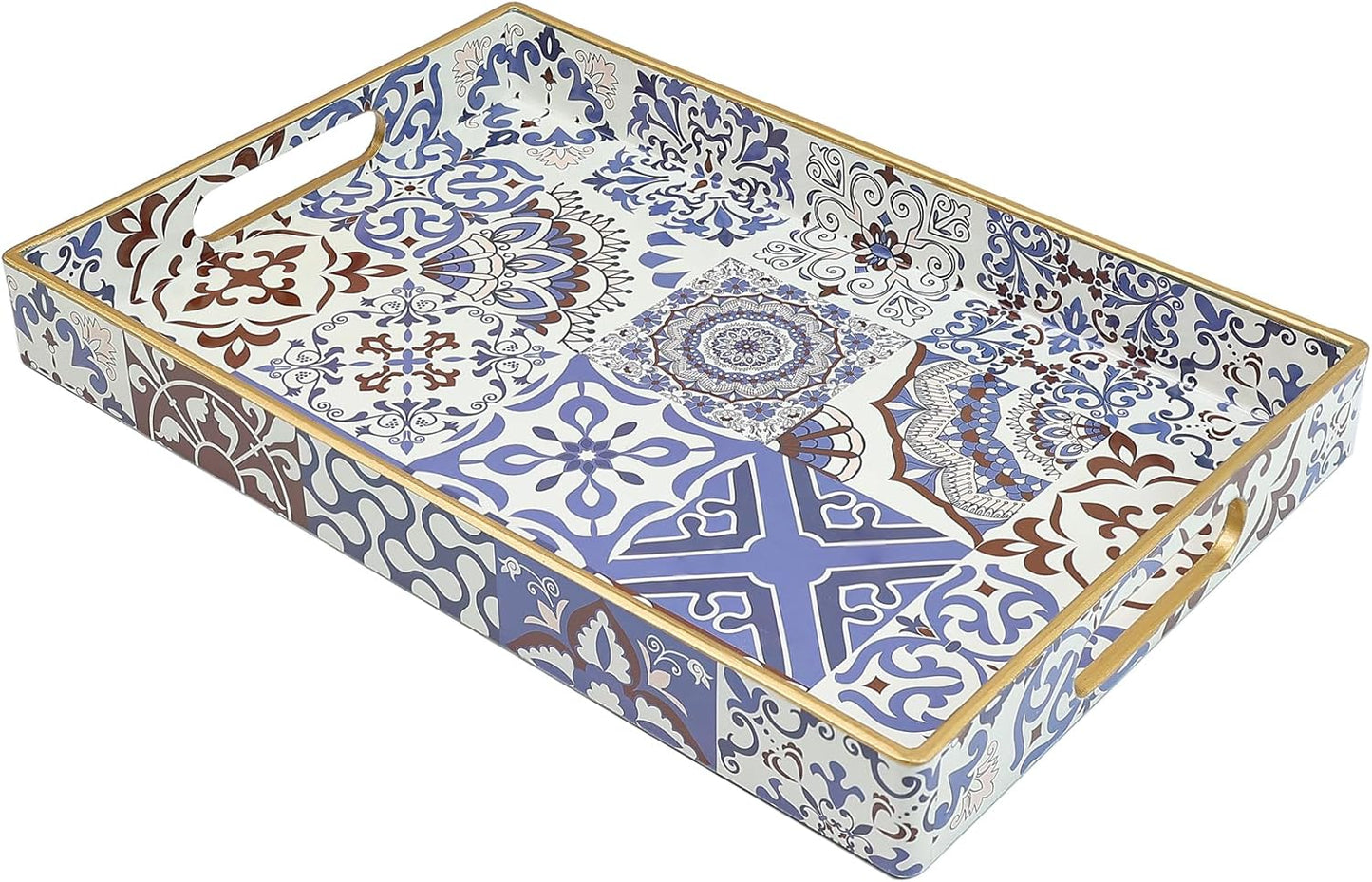 Spsyrine Bathroom Vanity Tray with Handles for Dresser Tops, Countertop, Perfume Decorative Tray, 11.8” * 7.87” *1.37” C1