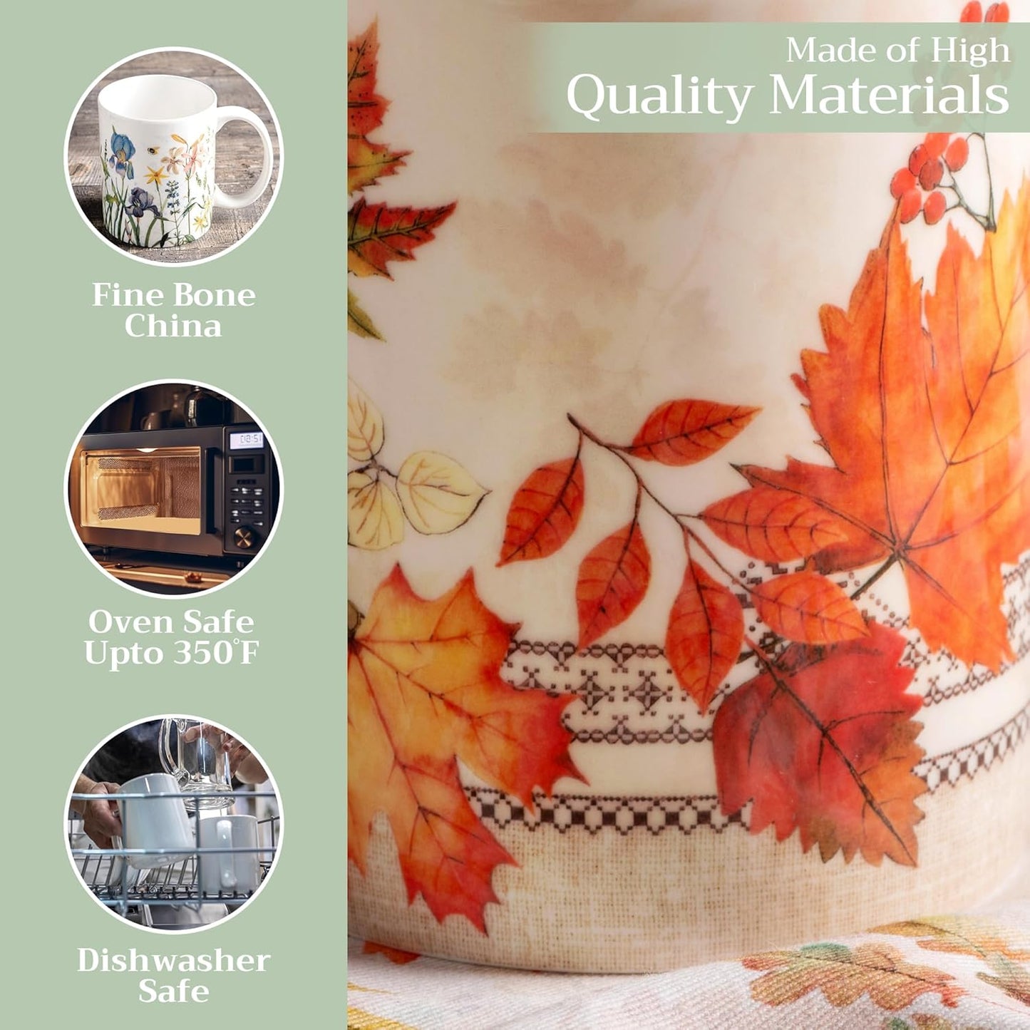 Maison d' Hermine Coffee Mug with Handles Fine Bone China Mugs Pack of Two Tea Cups for Hot Beverages Cappuccino Latte Home Restaurant Office Perfect for Gift (Amarante, 15 Ounce)