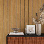 VEELIKE Honey Teak Wood Slat Wall Panels Peel and Stick Decorative Faux Wood - Image 5