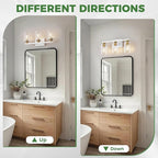 DORESshop 17 Inch Bathroom Light Fixtures, 3-Light White and Gold Bathroom - Image 7