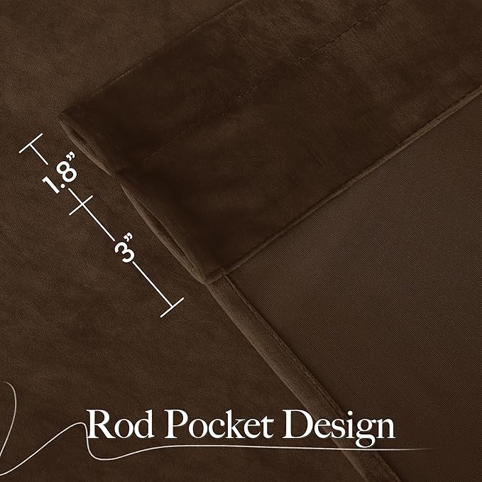 NICETOWN Brown Velvet Room Darkening Curtains 90 inches Long, Home Decor Light - Image 9