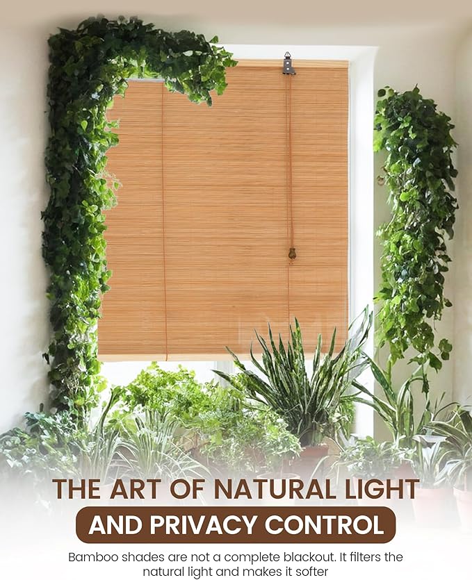 23" Wx48 H Bamboo Blinds Roller Shades - Image 8