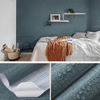 Guvana Grasscloth Peel and Stick Wallpaper Blue Textured Contact Paper Modern - Image 3