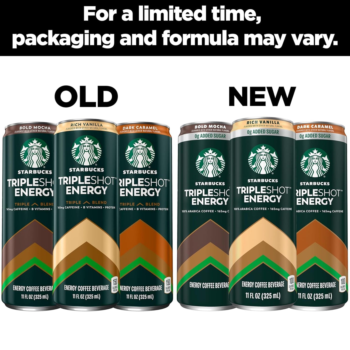 Starbucks Tripleshot Coffee Energy Drink, Rich Vanilla, 11 fl oz Cans (12 Pack), Triple Blend, 165mg Caffeine, B Vitamins, Protein, Iced Coffee (Packaging and Formula May Vary)