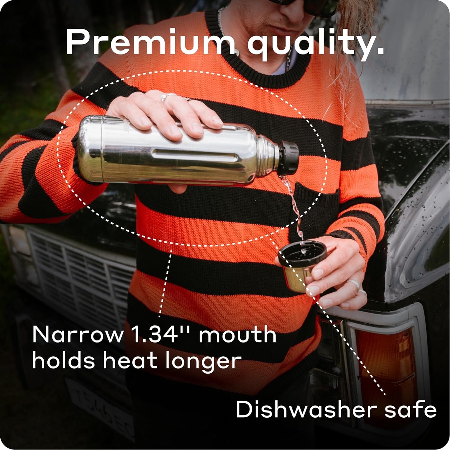 BOBBER 26 oz Stainless Steel Thermos Bottle with Cup Lid – BPA-Free, Dishwasher Safe Vacuum Insulated Metal Water Bottle – Keeps Hot for 36 Hours, Cold for 54 Hours (Glossy)