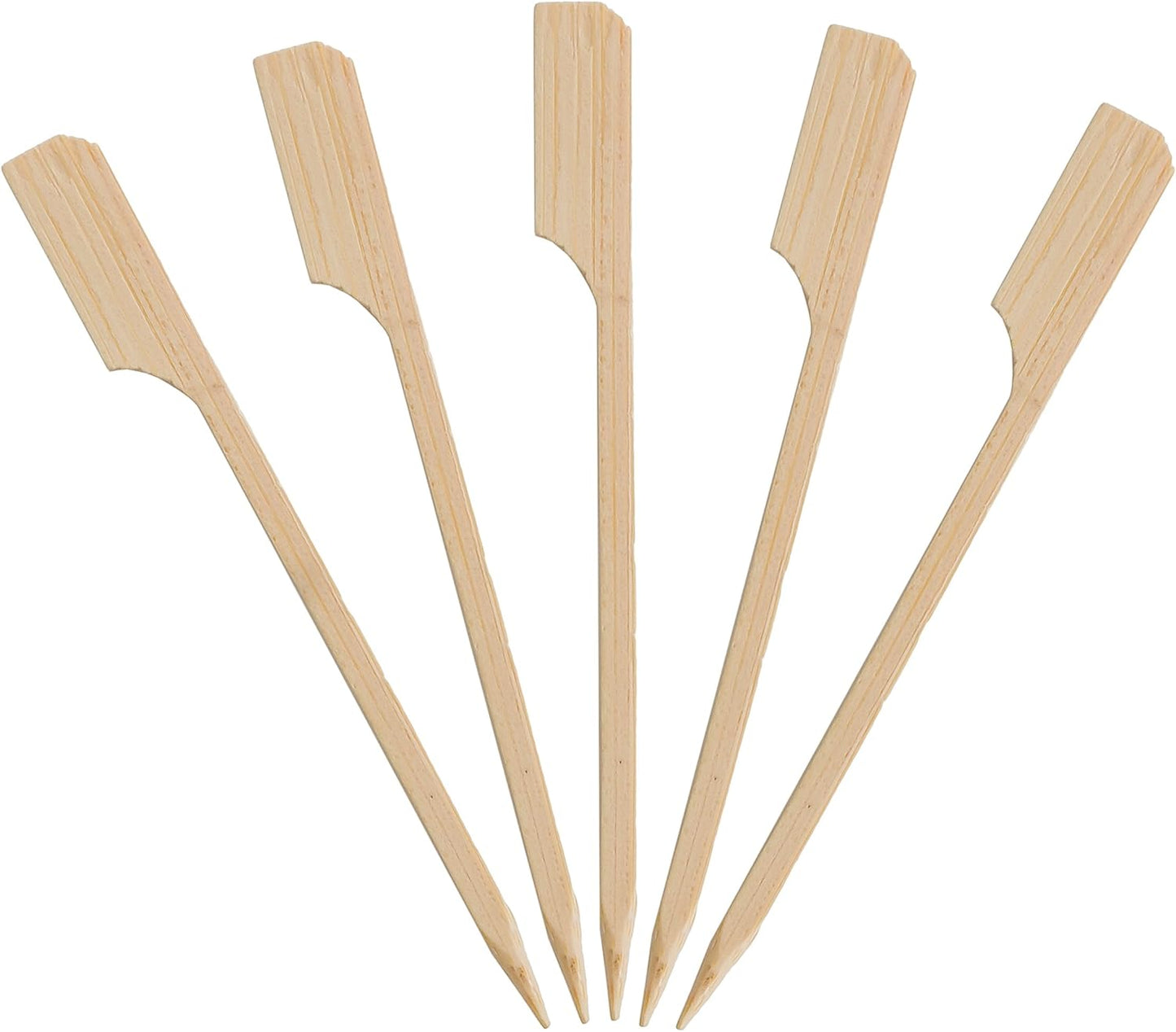 500 Count | KingSeal Natural Green Bamboo Wood Paddle Picks, Skewers for Appetizers and Cocktails, 3.5 Inches, Bulk Pack - 5 Packs of 100