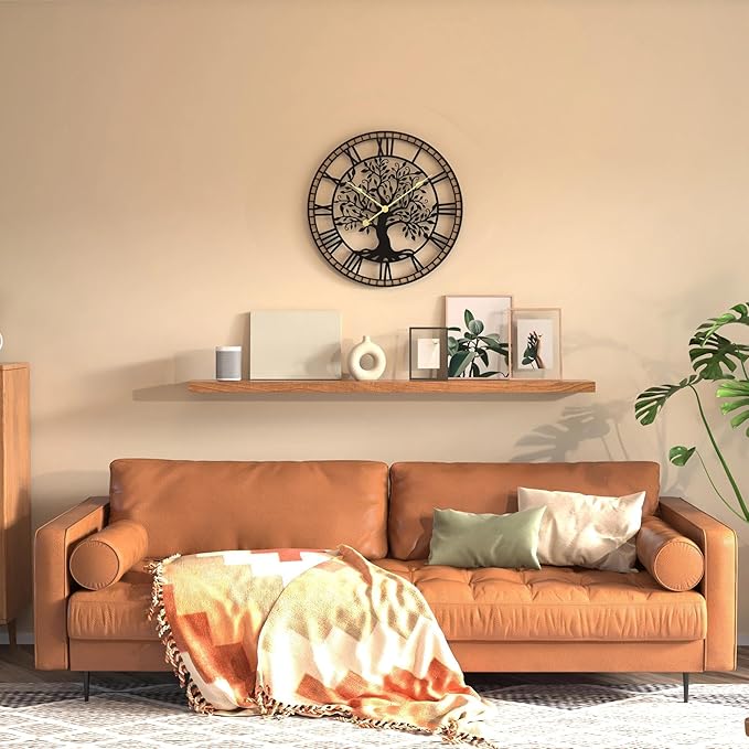 Micasso Rustic Large Wall Clock: 27Inch Farmhouse Tree of Life Metal - Image 4