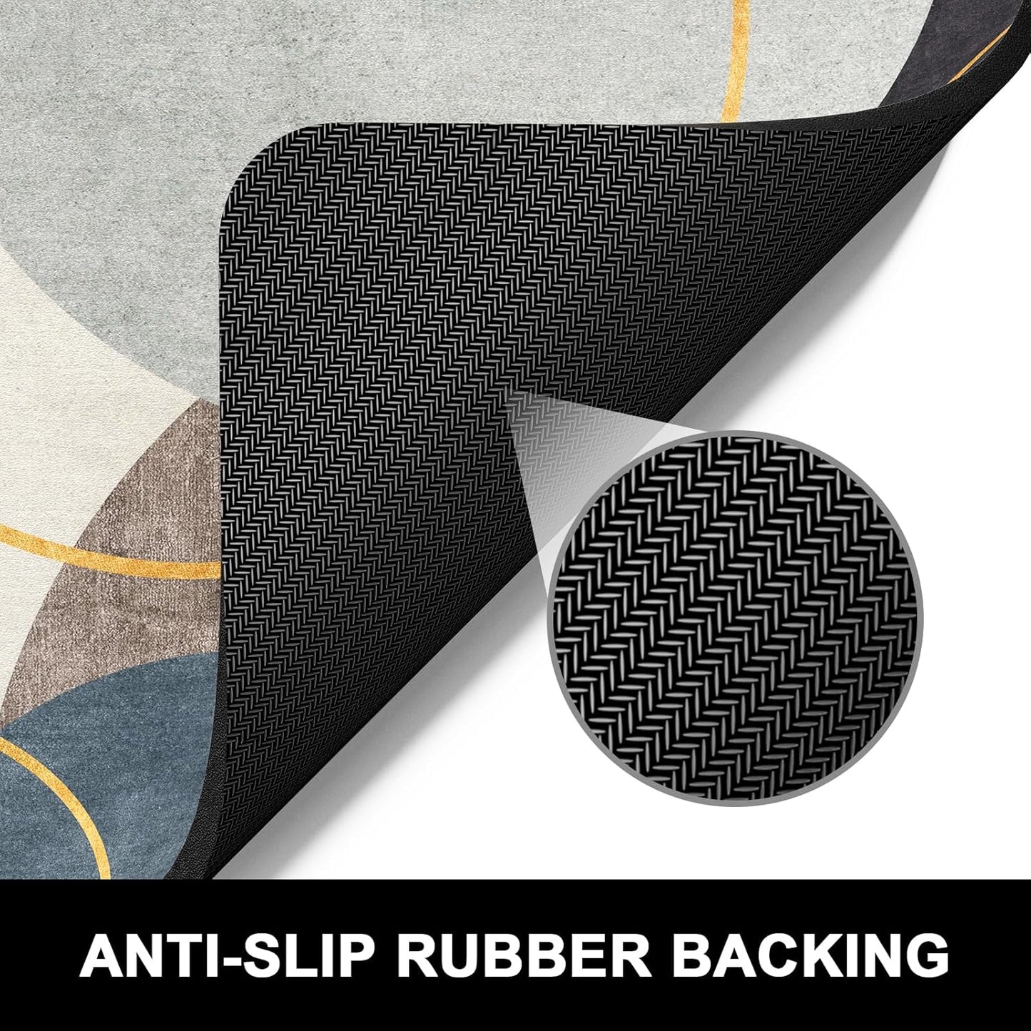 Rnivvi Dish Drying Mat for Kitchen Counter, 16 x 18" Cute Boho Theme Absorbent Heat Resistant Drying Pad with Non-slip Rubber, Coffee Bar Mats for Coffee Machine Dish Rack, Abstract Art Circle