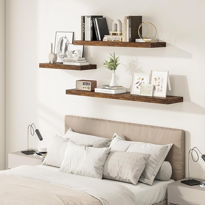 Vivelove 12" Deep Floating Shelves Over Toilet, Farmhouse Rustic Shelves - Image 2