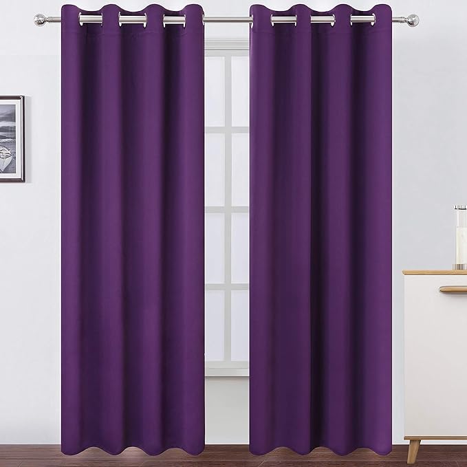 LEMOMO Purple Thermal Blackout Curtains/52 x 108 Inch/Set of 2 Panels Room by Lemomo