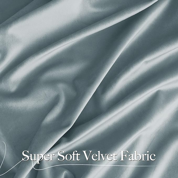 NICETOWN Stone Blue Velvet Curtains & Drapes 108 inches Long - Image 2