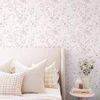 Ismoon Peel and Stick Wallpaper Floral Pink Stick on Wall Paper Vintage French - Image 2