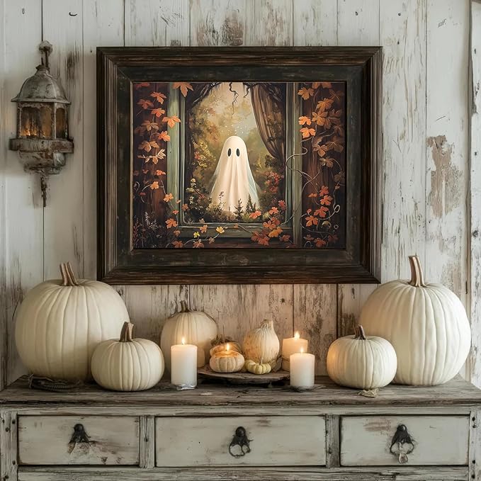 Vodefoad 10Pcs Vintage Halloween Canvas Wall Art Retro Pumpkin Poster Victorian - Image 7
