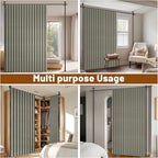 100% Blackout Room Divider Curtains Sets Grey W100 x L84 in 2 Panels No Drill - Image 7