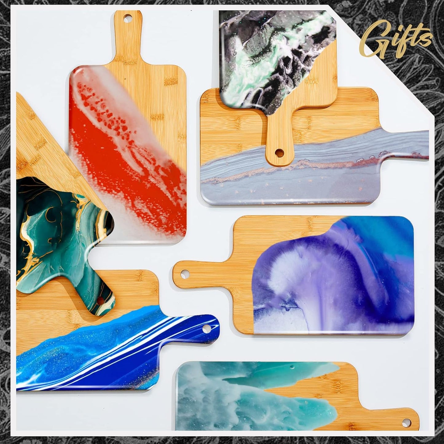 Nuenen 40 Pcs Wood Cutting Board with Handle 15.7 x 7.8 Inch Acacia Bamboo Wooden Serving Kitchen Chopping Boards for Pizza, Bread, Cheese, Charcuterie, Fruit, Vegetables (Bamboo)