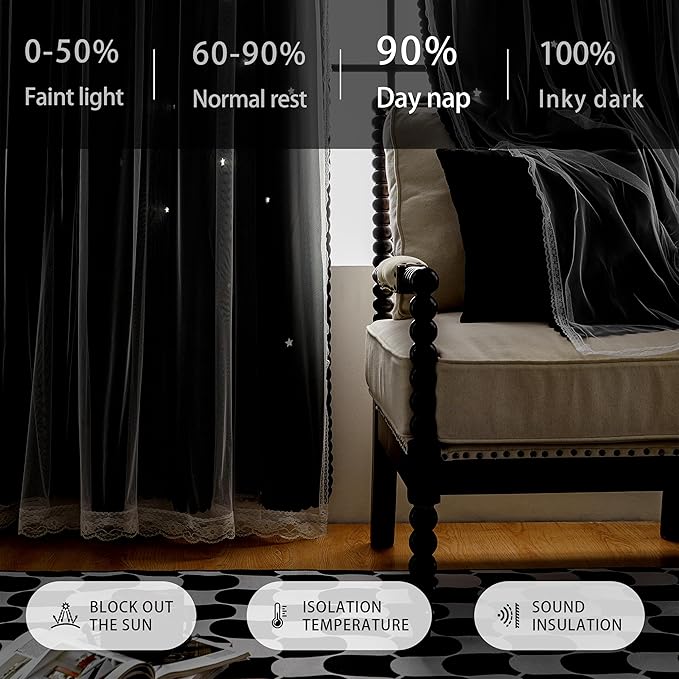 XiDi Grommet Blackout Curtains for Bedroom & Living Room, Unicorn Pattern - Image 5