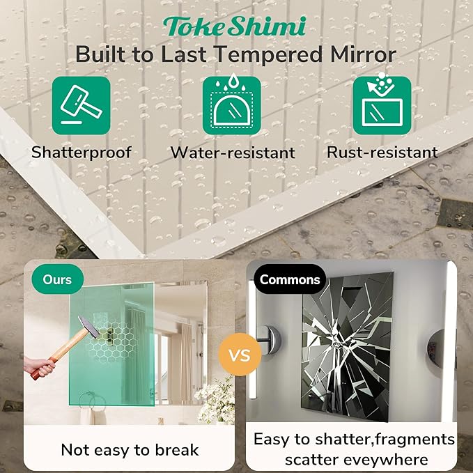 TokeShimi 24x36 Beveled Wall Mirror Decorative, Bathroom Vanity Mirrored - Image 3